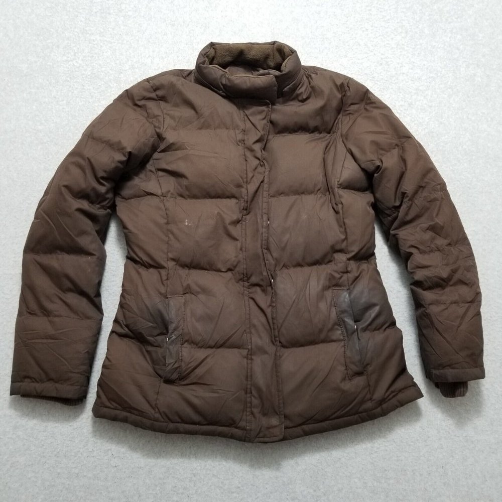 Gap Puffer Jacket Womens Medium Brown Full Zip Pockets Outdoor